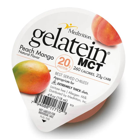 Gelatein® Plus 4oz SugarFree High Protein Mango w/MCT by Medtrition