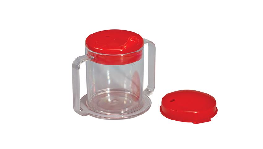 Mug 2 Handles Red Lid by Alimed