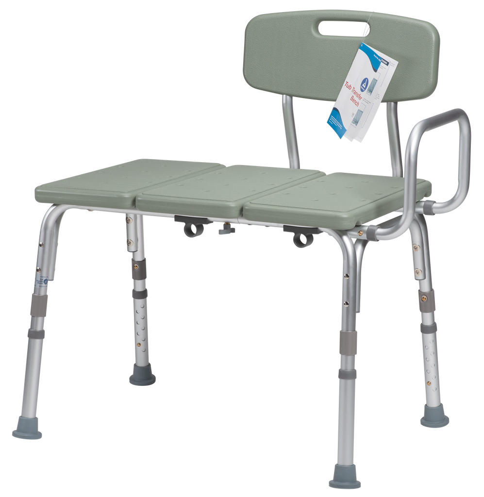 Transfer Bench Bariatric Adjustable w/Backrest Tool Free 500lb by Dynarex