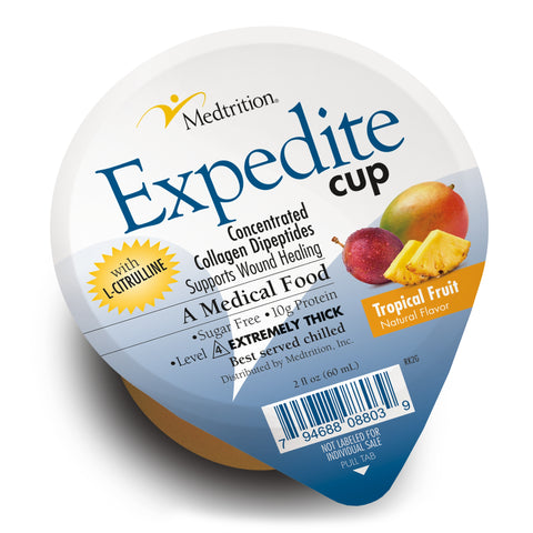 Expedite™ Thickened Food 2 oz Cup Tropical Fruit Flavor Gel Extremely Thick Pureed by Medtrition