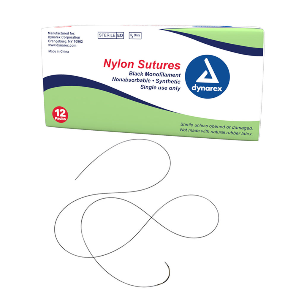Suture Nylon Black Monofilament, Non-Absorbable 18"Sterile RX Item by Dynarex