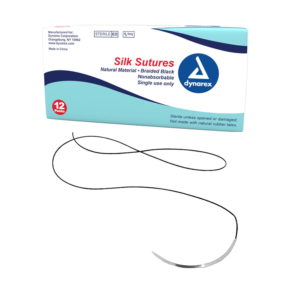 Suture Silk Braided Black 18" Sterile Non-Absorbable by Dynarex