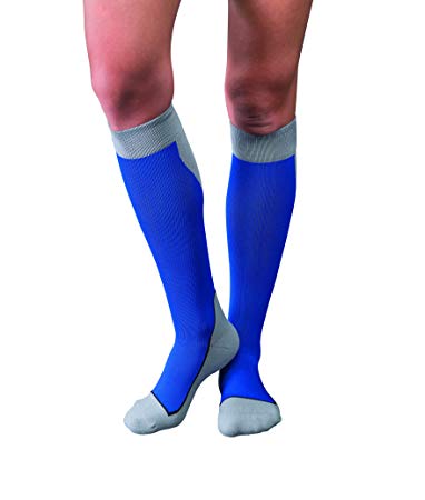 Stocking Knee Closed Toe JOBST® Sport Socks 15-20mmg Compression Royal Blue/Gray