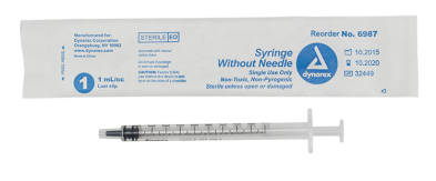 Syringes without Needles 1cc Luer Slip Sterile by Dynarex