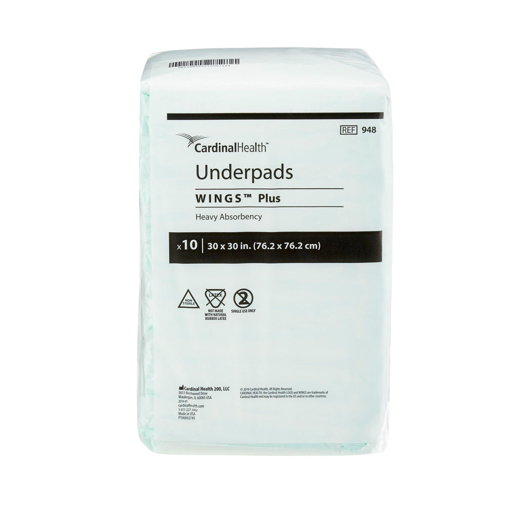 Underpad Wings™ Plus Bagged  Fluff/Polymer X-Heavy Absorbency by Kendall