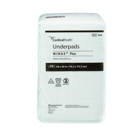 Underpad Wings™ Plus Bagged  Fluff/Polymer X-Heavy Absorbency by Kendall