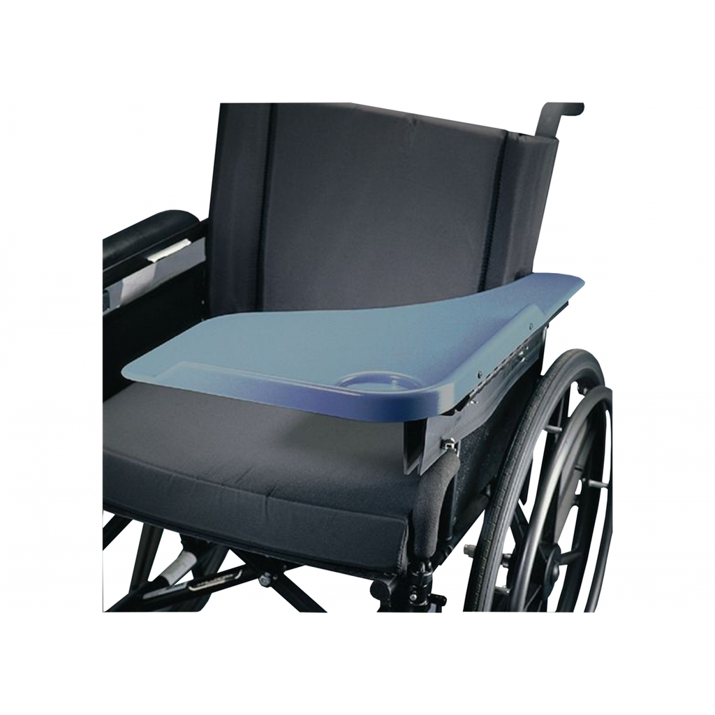 Wheelchair Tray Flip Up Half Lap w/Cup Area Fits Desk or Full Arm Grey by Sammons