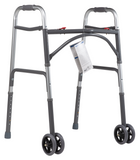 Walker Adult Adjustable 32-39" Bariatric 500lb 2 Button Optional Wheels by Dynarex