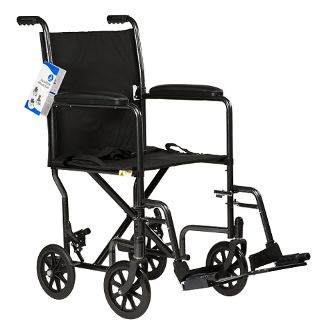 Wheelchair Transport 19x16” 250lb Fixed Arm & Foot Rest Blue by Dynarex