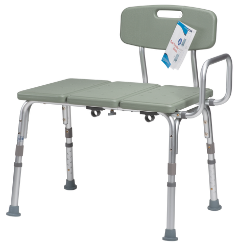 Transfer Bench Bariatric Adjustable w/Backrest Tool Free 500lb by Dynarex