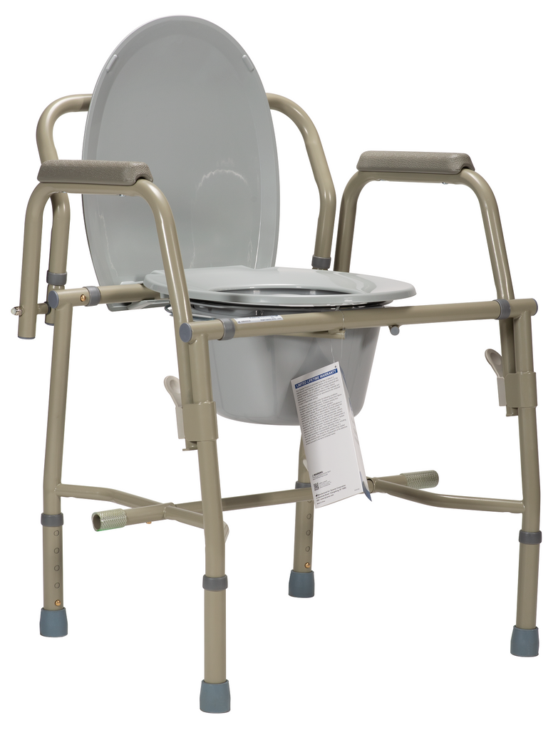 Commode Bariatric Folding Adjustable Drop Arm 650lb Capacity by Dynarex