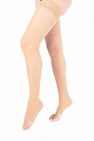 Stockings Thigh High Support Closed Toe Regular Beige (15-20 mmHg) by Carolon