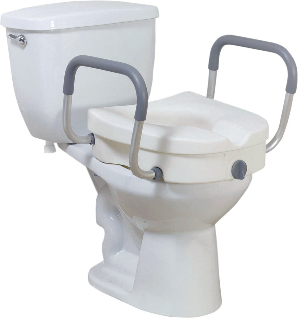 Toilet Seat Raised w/Arms Locking Heavy Duty 300lb Tool Free by Dynarex