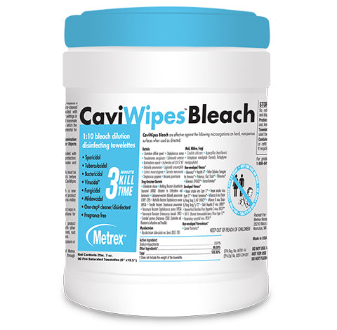 Bleach Wipes Alcohol 6x10.5 CaviWipes Germicidal Low Odor by Metrex