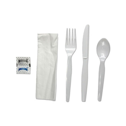 Silverware Cutlery Set Disposable 6 Piece Knife Fork Spoon Napkin Salt Pepper by Generic