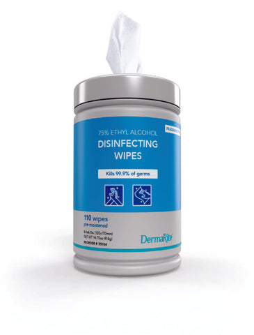 Wipe Disinfecting No Rinse Pop-up 75% Ethyl Alcohol 5.1x6.7 by Dermarite