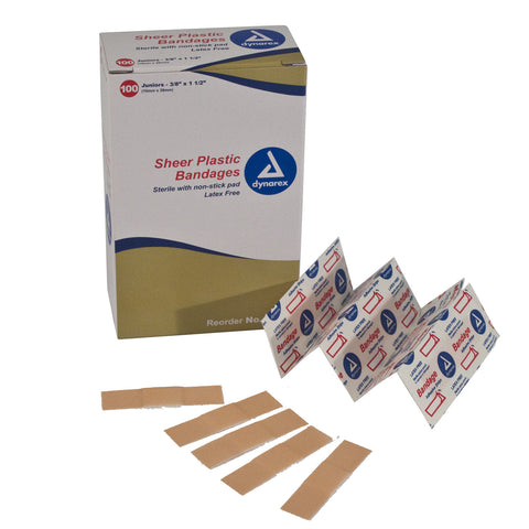 Bandage Adhesive Sheer Plastic Spot & 3/8x1.5  Sterile by Dynarex