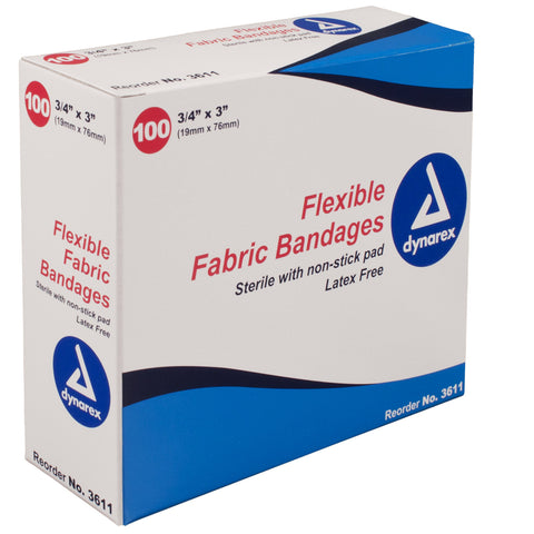 Bandage Fabric Adhesive Sterile Latex free Assorted Sizes by Dynarex