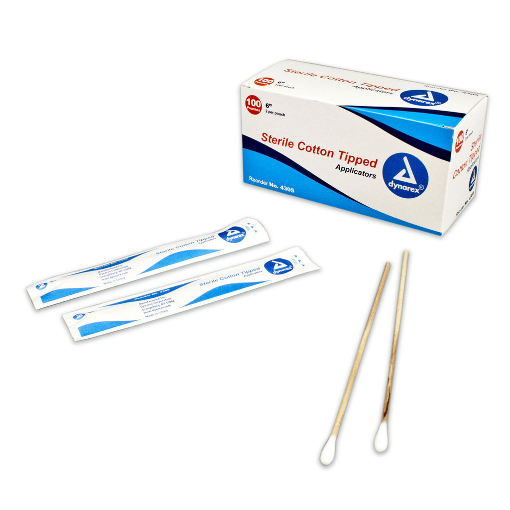 Applicator Wooden Cotton Tipped Sterile 6" by Dynarex