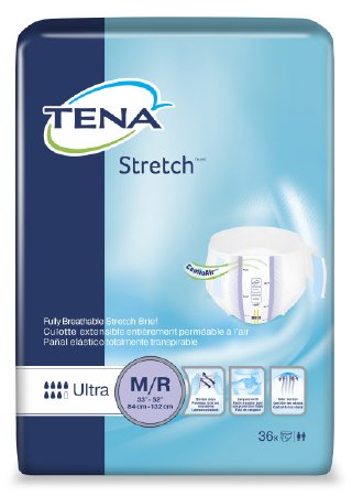 Brief Adult Incontinent TENA® Stretch Ultra Tab Closure Disposable Heavy Absorbency