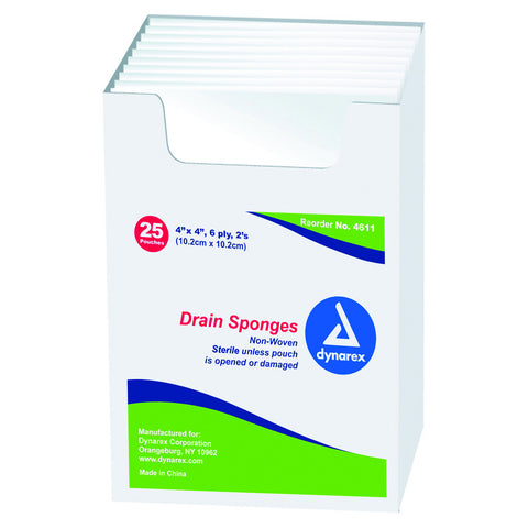 Dressing Gauze Trach Sponge Non Woven Drain Split 4x4 2's Sterile Premium by AMD