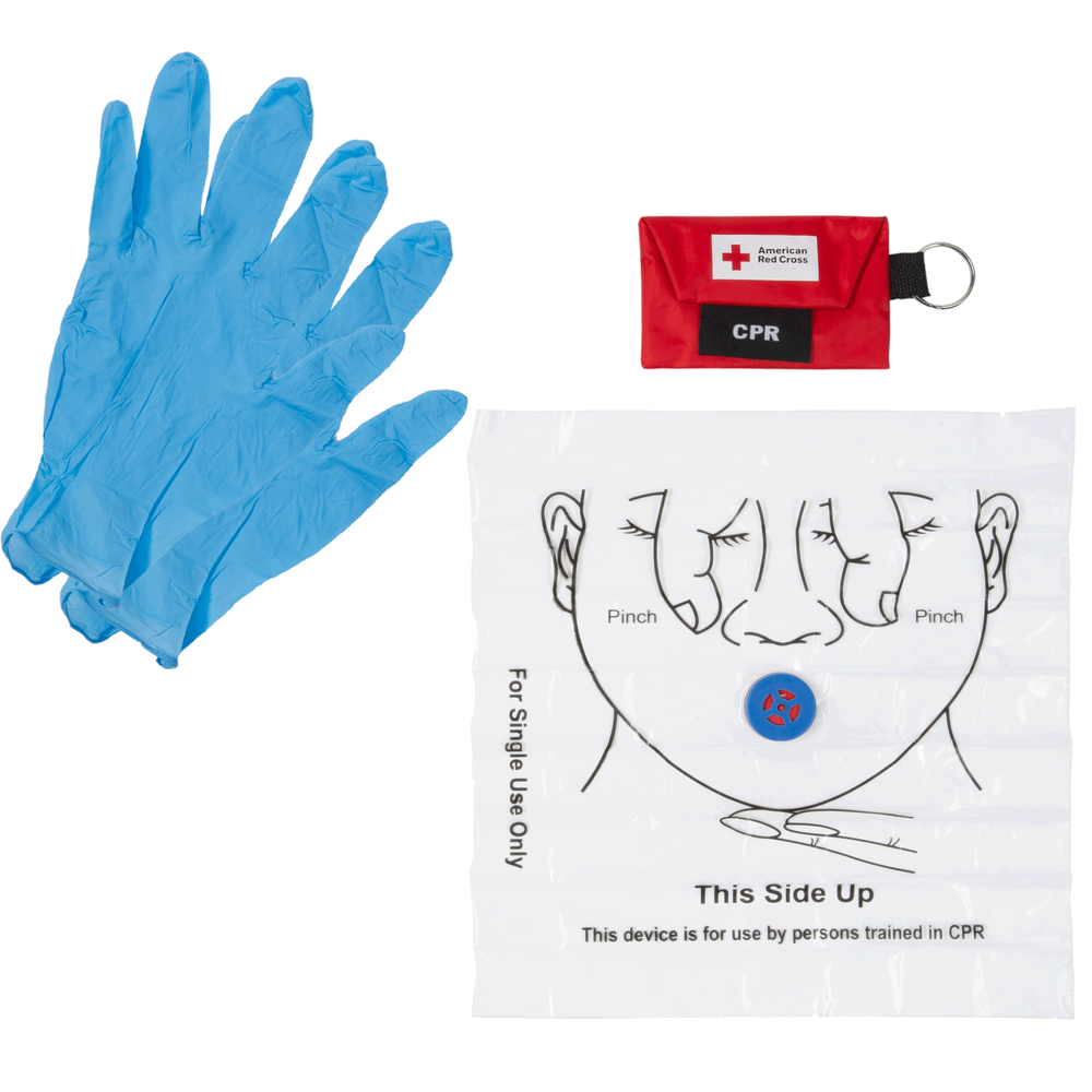 CPR Key Chain w/Nitrile Gloves 1-Way Valve Face Shield by Red Cross