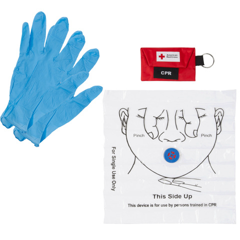 CPR Key Chain w/Nitrile Gloves 1-Way Valve Face Shield by Red Cross