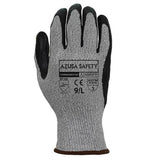 Glove Nitrile Cut Resistant Palm Coated Grey & Black ANSI Cut Level 3 By Azusa Safety