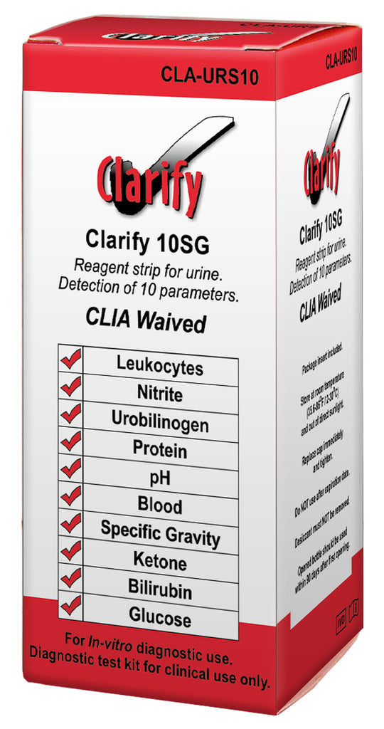 Urine Test Strip Reagent 10SG CLIA Waived by Clarity Diagnostics