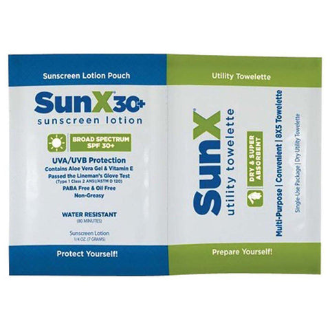 Sunscreen Towelette SunX SPF30 100/Bx by Coretex