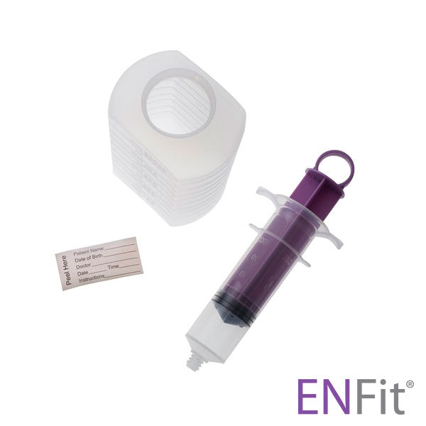 Enteral Feeding Syringe Piston ENFit®  w/Thumb Ring & Pole Bag by Amsino