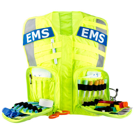 Safety Vest EMS G3 Universal Fluorescent w/Removable EMS Plates by Statpacks
