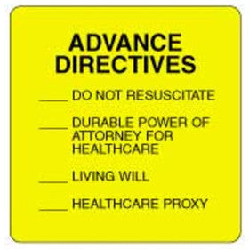 Label Advanced Directives Florescent Yellow 2 7/16" x 2.5 Removable Adhesive by Briggs