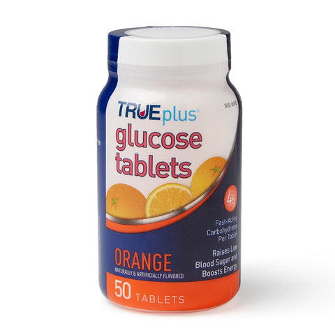 Glucose, 4 g, 50 Orange Chew Tablets Made In USA True Plus