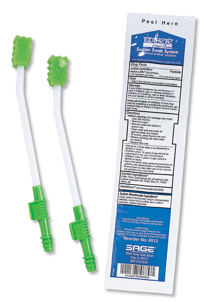 Toothette Single Suction Swab System Single Use NO Moisturizer by Sage