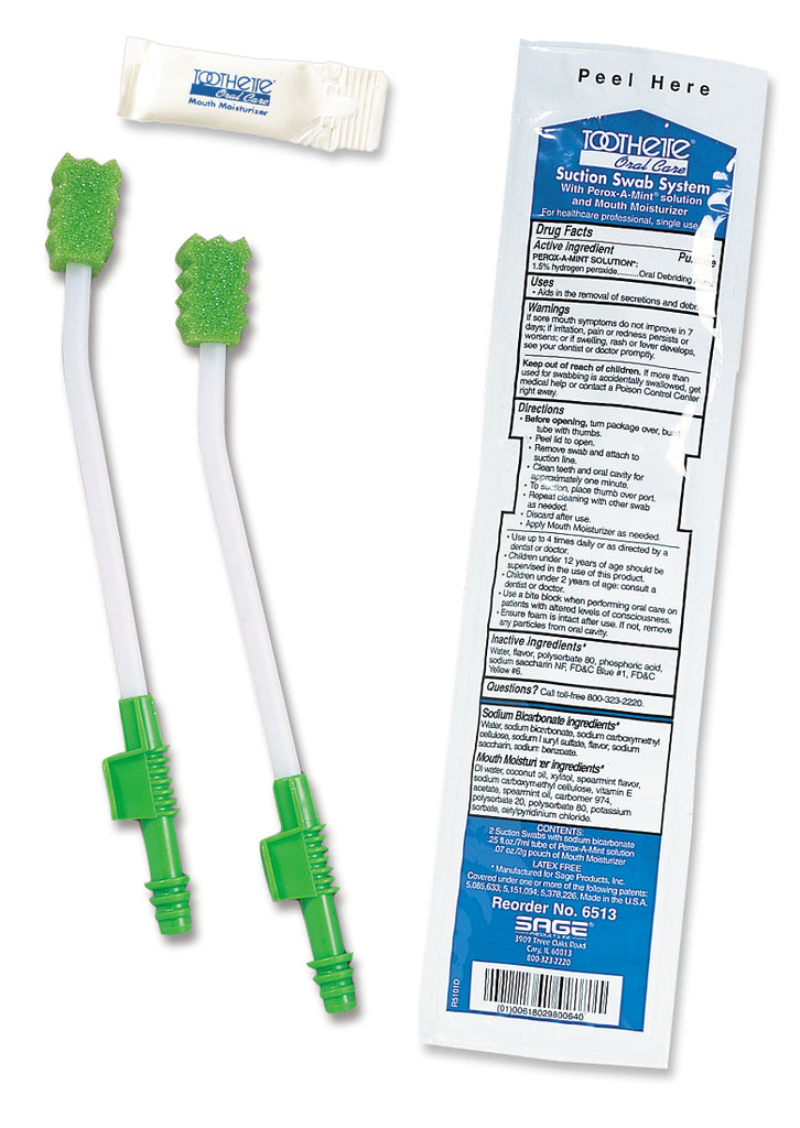 Toothette Single Suction Swab System Single Use w/Moisturizer by Sage