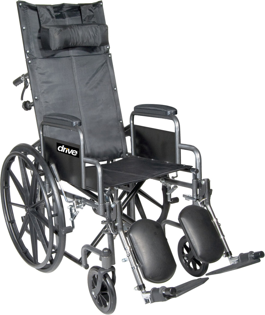 Wheelchair Reclining Back Removable Desk Arm w/Elevating Leg Rests Siver Vein by Drive