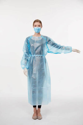 Gown Isolation Level 3 Blue Elastic Cuff Tie Back Disposable by Tauro