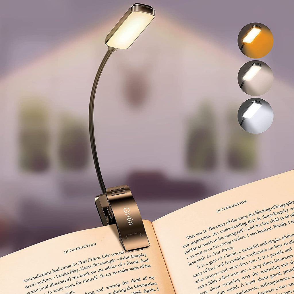 Lamp Gooseneck Book Light Battery Powered Clip on by Gritin