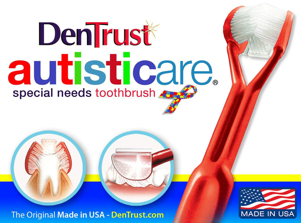 Toothbrush 3-Sided The Original Autisticare w/Tongue Scraper Made in USA by Dentrust