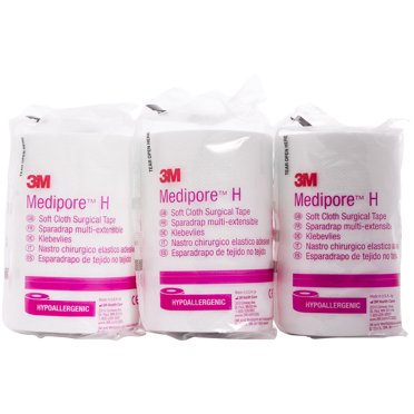 Tape Cloth Surgical Medipore™ H Hypoallergenic Soft White, Water Resistant, by 3M