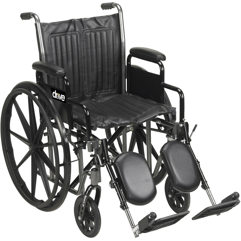 Wheelchair 16x18 Silver Sport 2 Silver Vein Finish, Fixed Full Arm Dual Axle by Drive