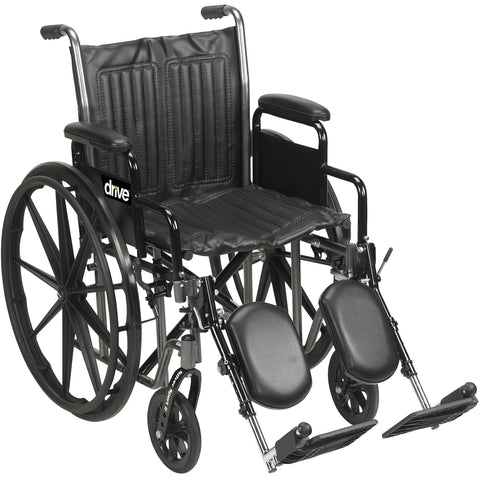 Wheelchair 20x18 Silver Sport 2 Silver Vein Finish, Fixed Full Arm Dual Axle by Drive
