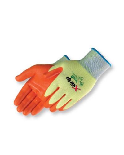 Glove Nitrile Cut Resistant High Vis Orange & Lime Green Palm Coated 13 Gauge ANSI Cut Level 2 X Grip